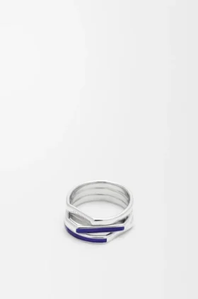 Anillo apilado de plata esterlina y esmalte