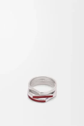 Anillo apilado de plata esterlina y esmalte