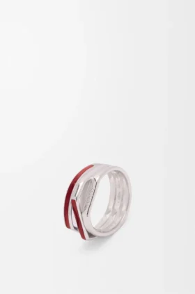 Anillo apilado de plata esterlina y esmalte