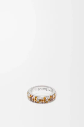 Anillo fino con pavé de plata esterlina y cristales