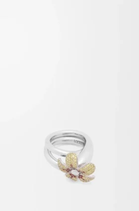 Anillo «Flor» en plata esterlina y cristales
