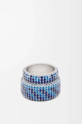 Anillo grande con pavé de plata esterlina y cristales