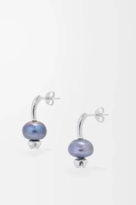 Aretes Blueberry de plata esterlina y perla