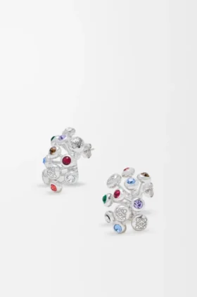 Aretes de alfiler en plata esterlina y cristales
