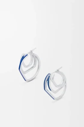 Aretes de aro apilados en plata esterlina y esmalte