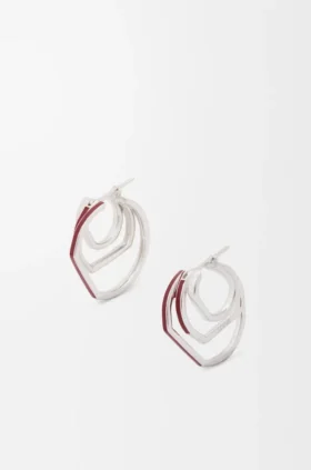 Aretes de aro apilados en plata esterlina y esmalte