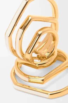 Aretes de aro apilados en plata esterlina y esmalte