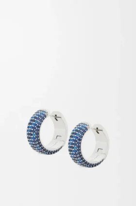Aretes de aro con pavé de plata esterlina y cristales