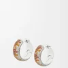 Aretes de aro con pavé de plata esterlina y cristales Aretes de aro con pavé de plata esterlina y cristales