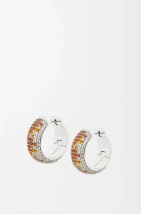 Aretes de aro con pavé de plata esterlina y cristales