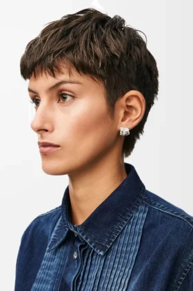 Aretes de aro pequeños «Nest» en plata esterlina y esmalte