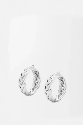 Aretes de aro trenzado en plata esterlina