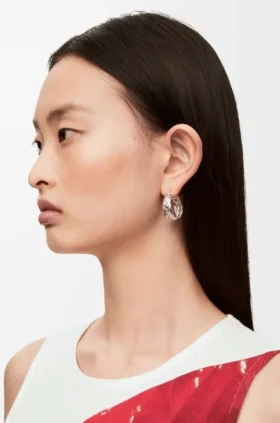 Aretes de aro trenzado en plata esterlina