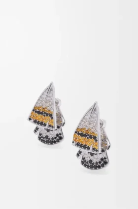 Aretes de plumas en plata esterlina y cristales