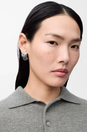 Aretes de plumas en plata esterlina y cristales