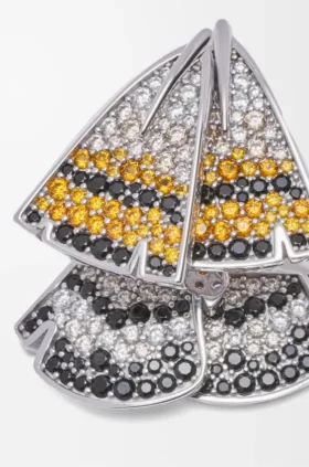 Aretes de plumas en plata esterlina y cristales