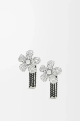 Aretes Flor en plata esterlina y cristales