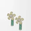 Aretes Flor en plata esterlina y cristales Aretes Flor en plata esterlina y cristales