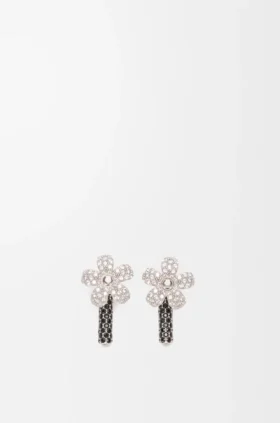 Aretes Flor en plata esterlina y cristales