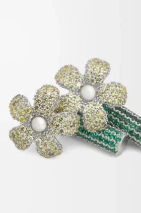 Aretes Flor en plata esterlina y cristales