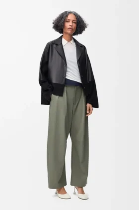 Blusa tipo pijama en piel de cordero napa