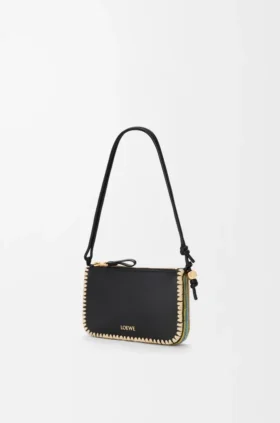 Bolsa «Rio» en piel de becerro clásica y rafia