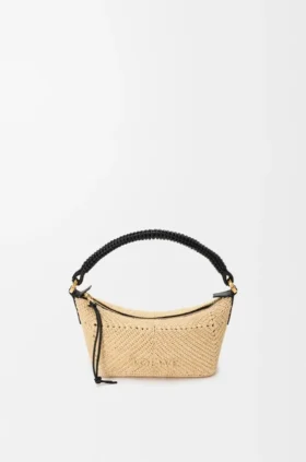 Bolso Cala Mini en piel de becerro clásica y rafia