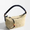 Bolso Cala Mini en piel de becerro clásica y rafia Bolso Cala Mini en piel de becerro clásica y rafia