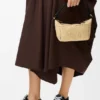 Bolso Cala Mini en piel de becerro clásica y rafia Bolso Cala Mini en piel de becerro clásica y rafia
