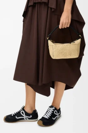 Bolso Cala Mini en piel de becerro clásica y rafia