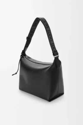 Bolso Cubi Crossbody en piel de becerro lisa y flexible con correa de jacquard