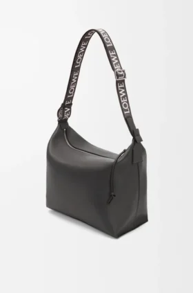 Bolso Cubi Crossbody en piel de becerro lisa y flexible con correa de jacquard