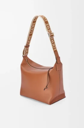 Bolso Cubi Crossbody en piel de becerro lisa y flexible con correa de jacquard