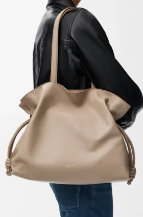 Bolso de mano Flamenco grande en piel de becerro napa