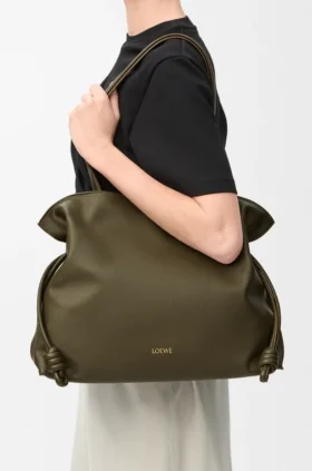 Bolso de mano Flamenco grande en piel de becerro napa