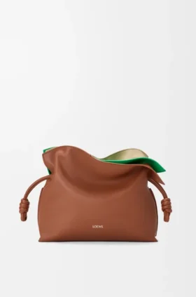 Bolso de mano «Flamenco» mediano en capas, de piel de becerro napa
