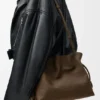 Bolso de mano Flamenco mediano en nubuck granulado Bolso de mano Flamenco mediano en nubuck granulado