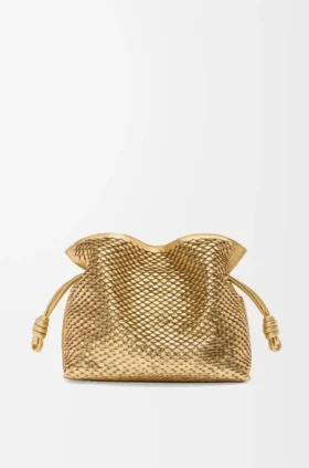 Bolso de mano Flamenco mediano en piel de cordero laminada
