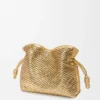 Bolso de mano Flamenco mediano en piel de cordero laminada Bolso de mano Flamenco mediano en piel de cordero laminada