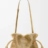 Bolso de mano Flamenco mediano en piel de cordero laminada Bolso de mano Flamenco mediano en piel de cordero laminada