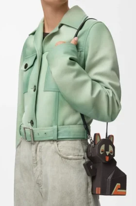Bolso de mano «Futurist Cat» en piel de becerro clásica