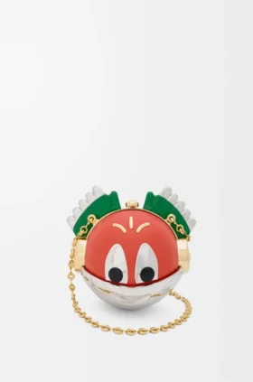 Bolso de mano «Knight Cat» en metal y piel de cordero napa