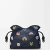 Bolso de mano mediano «Cats Flamenco» en mezclilla bordada
