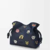 Bolso de mano mediano «Cats Flamenco» en mezclilla bordada
