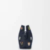 Bolso de mano mediano «Cats Flamenco» en mezclilla bordada