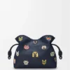 Bolso de mano mediano «Cats Flamenco» en mezclilla bordada