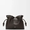 Bolso de mano Panta Flamenco mediano en piel de becerro brillante