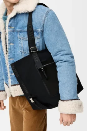 Bolso Flex con cremallera en lona y gamuza