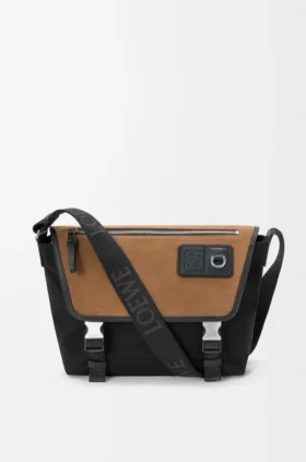 Bolso Flex Messenger mediano en lona y gamuza