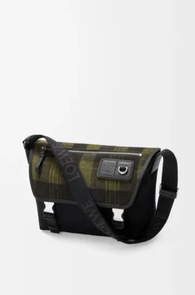 Bolso Flex Messenger mediano en lona y gamuza cepillada